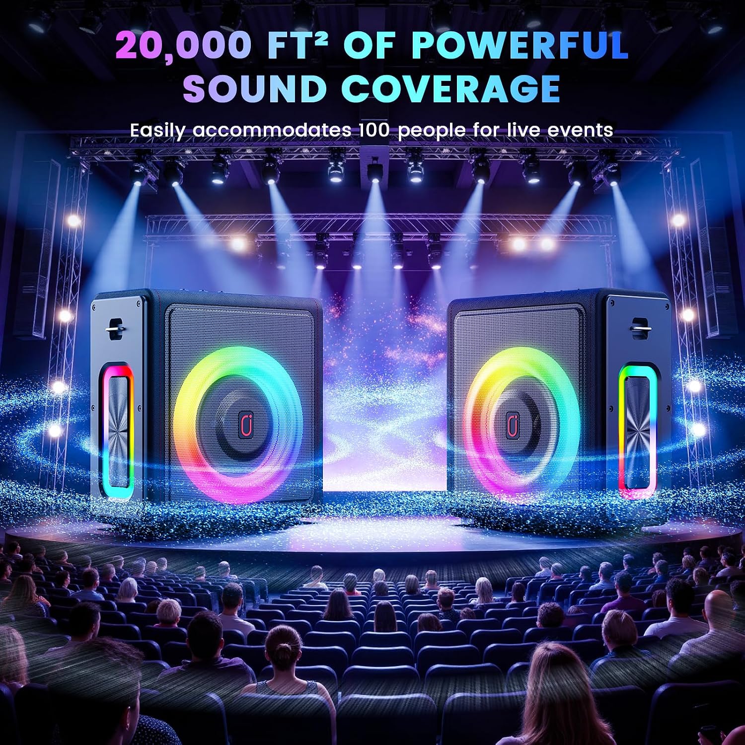 Karaoke Machine for Adults with 2 Wireless Microphones, 200W PA System