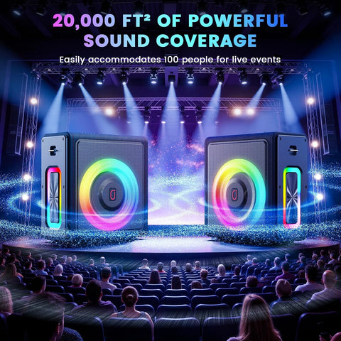 Karaoke Machine for Adults with 2 Wireless Microphones, 200W PA System