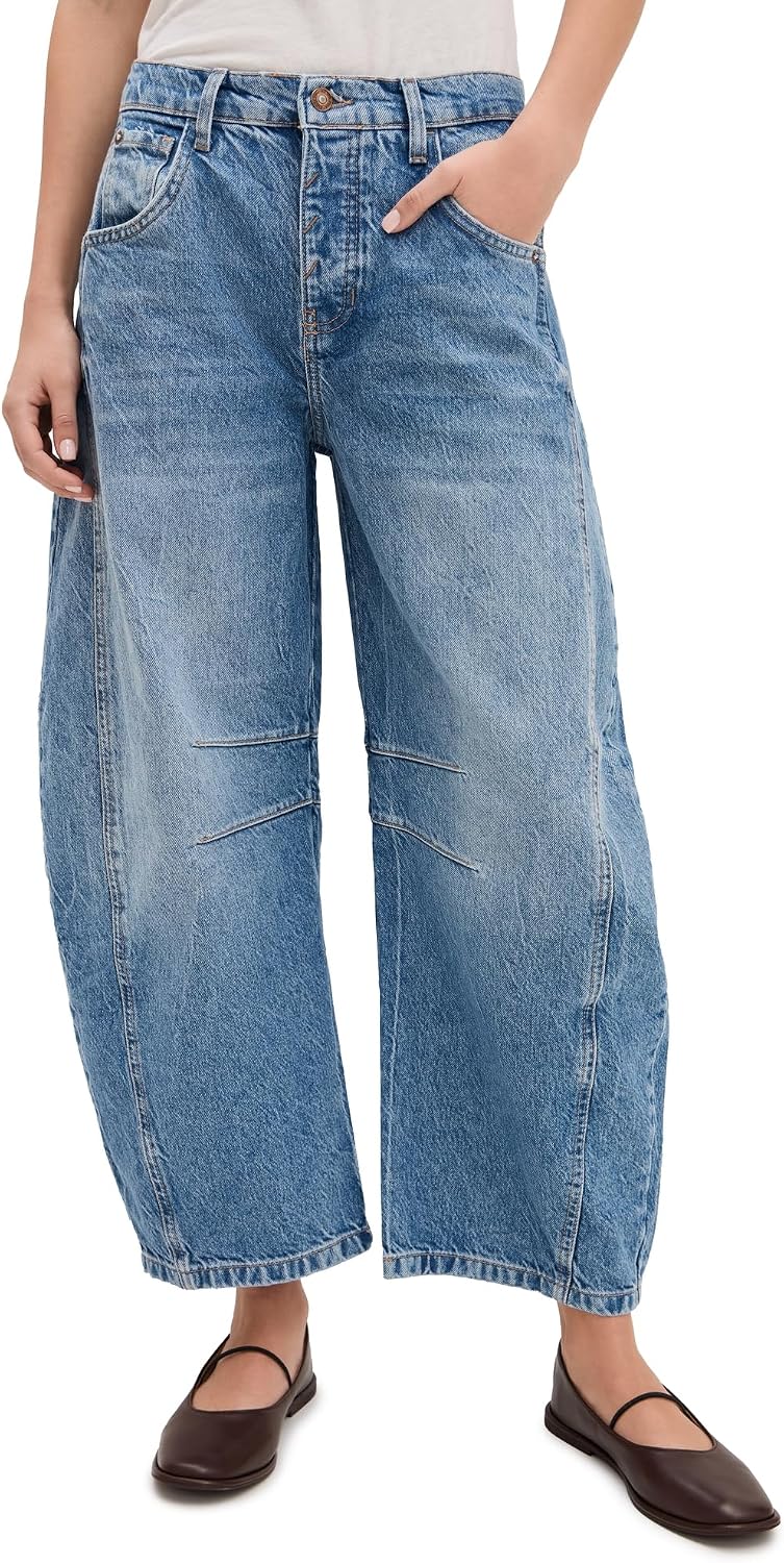 Free People Women's Good Luck Mid-Rise Barrel Jeans