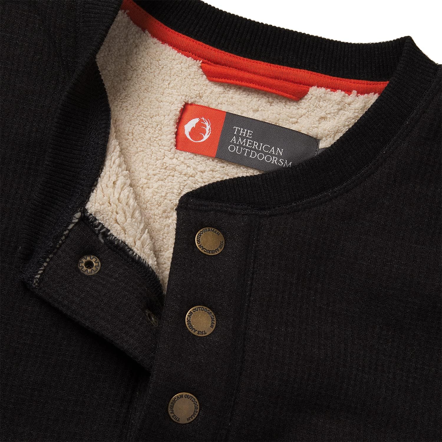 The American Outdoorsman Sherpa Lined Waffle Henley for Men - Thermal Long Sleeve Shirt Bonded Sherpa Lining For Outdoors
