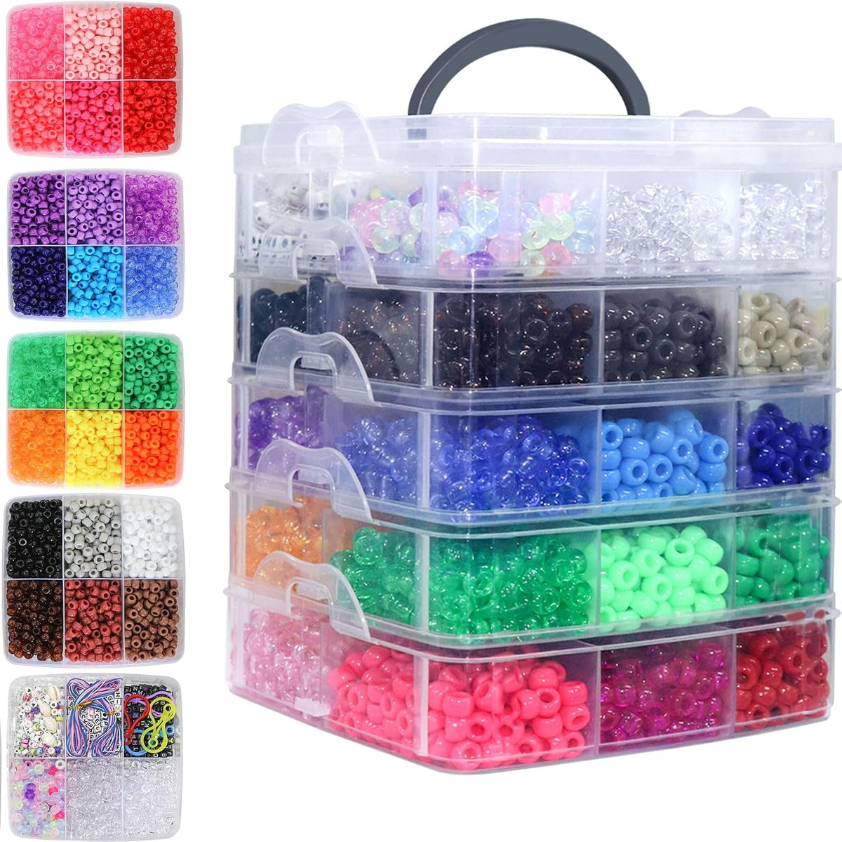 LIS HEGENSA Pony Beads Bulk,Kandi Beads for Necklace Jewelry Making Hair Braiding,Bracelets Making Kits,Hair Bead,Bracelet Beads,Plastic Beads for Crafts Braids Girls (27 Color,6400PCS)