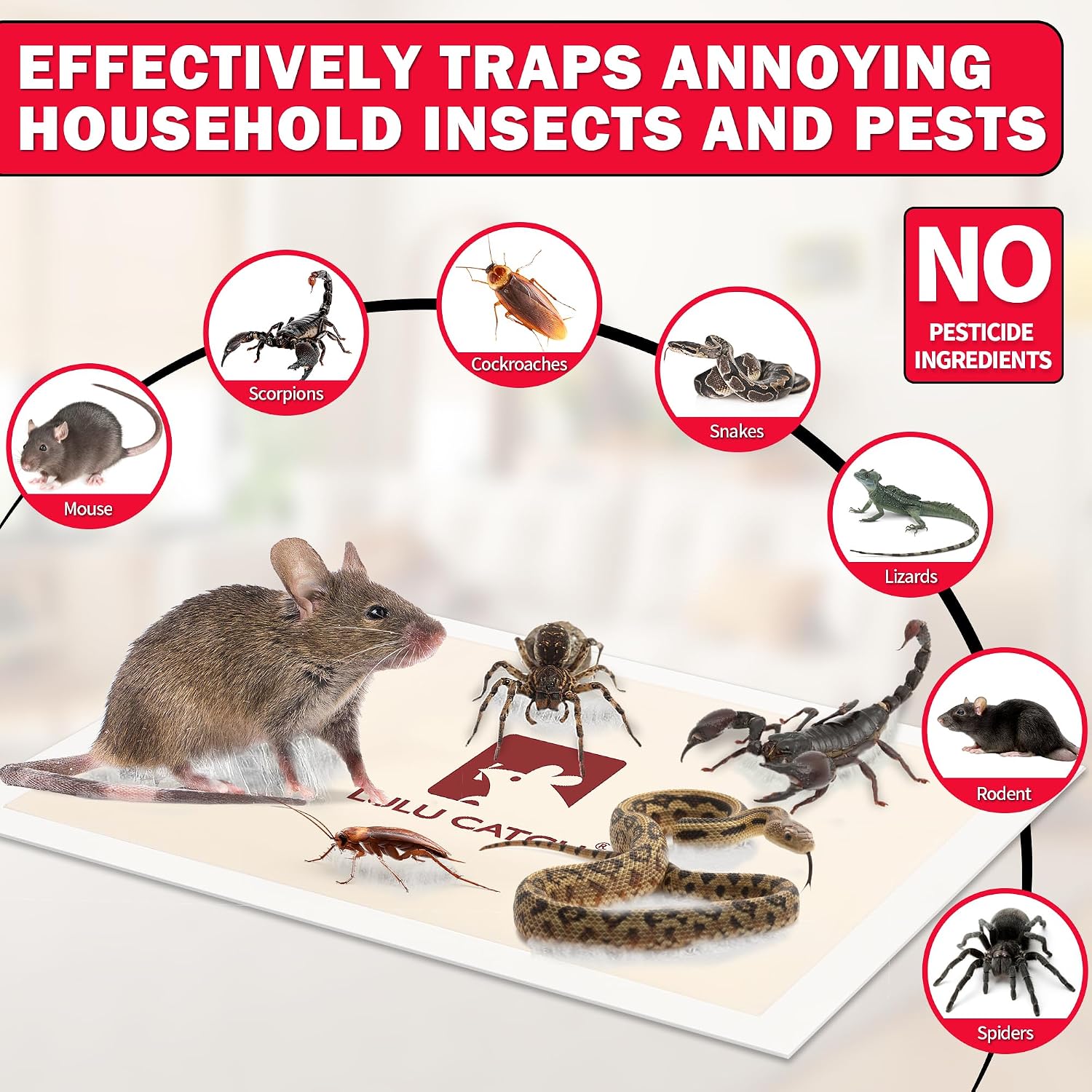 LULUCATCH Mouse Traps, 20 Pack Pre-Baited Sticky Mouse Traps Indoor for Home, Non-Toxic Bulk Sticky Pads, Glue Traps for Rats, Bugs, Spider, Mice, Cockroach, Pet Safe, Easy to Use