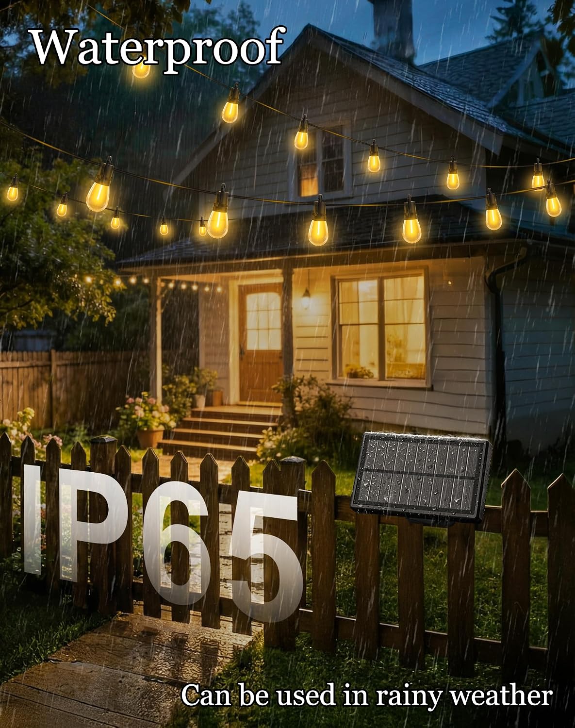 50ft Solar Powered Lights Outdoor - Waterproof String Light Outside Patio