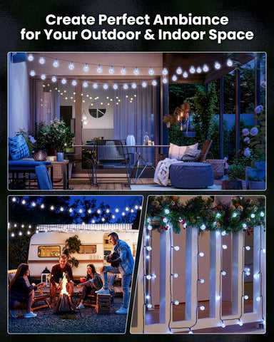 Brightown 2-Pack 120 LED 72 FT Solar String Lights Outdoor, Waterproof Solar Powered Patio Lights with 8 Lighting Modes for Garden Yard Porch Wedding Party Decor (Pure White)