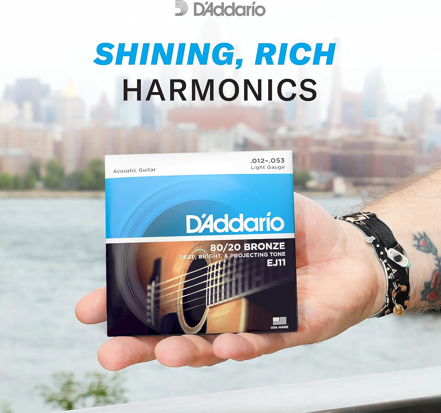 D'Addario EJ12-3D 80/20 Bronze Acoustic Guitar Strings, Medium 13-56, 3 Sets