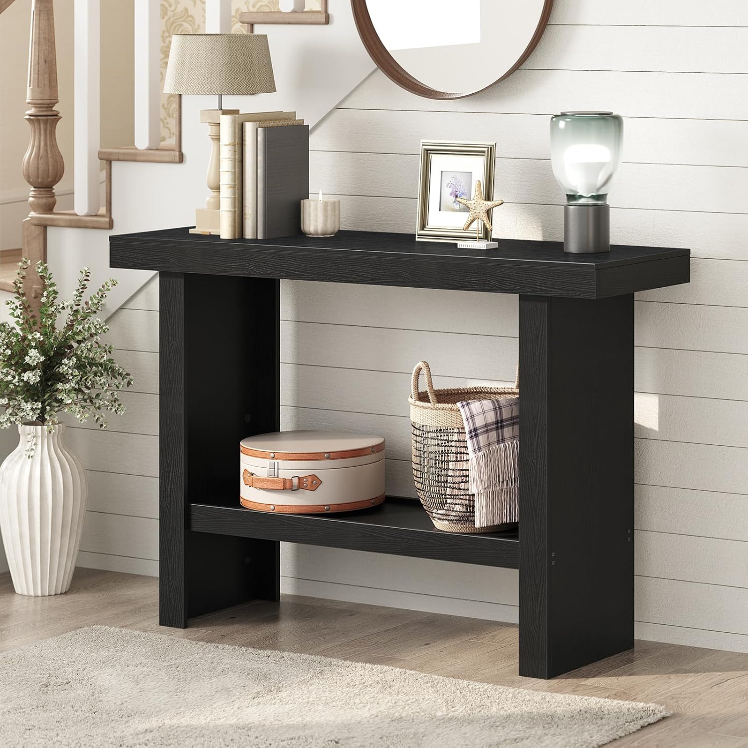 MAHANCRIS Modern Console Table, 39.4" Black Rectangular Entryway Table