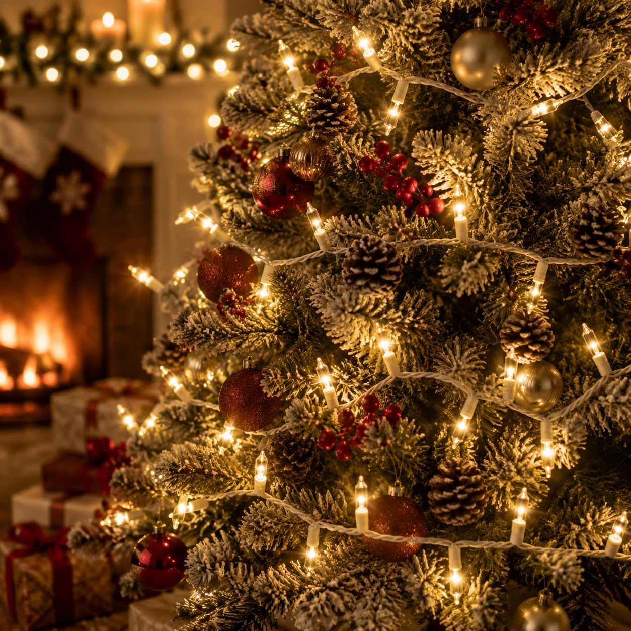 Warm White Christmas Lights, 2 Pack 21Ft Each 100 Incandescent Mini Bulbs, UL Certified, Connectable, Indoor and Outdoor, Perfect for Christmas Tree, Wreath, Home, Yard, Wedding, Party, Holiday Decor