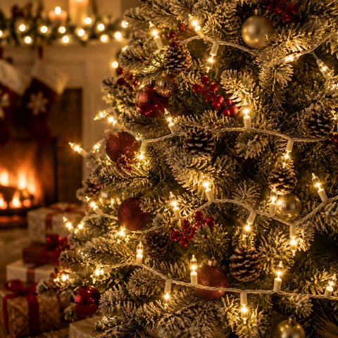 Warm White Christmas Lights, 2 Pack 21Ft Each 100 Incandescent Mini Bulbs, UL Certified, Connectable, Indoor and Outdoor, Perfect for Christmas Tree, Wreath, Home, Yard, Wedding, Party, Holiday Decor