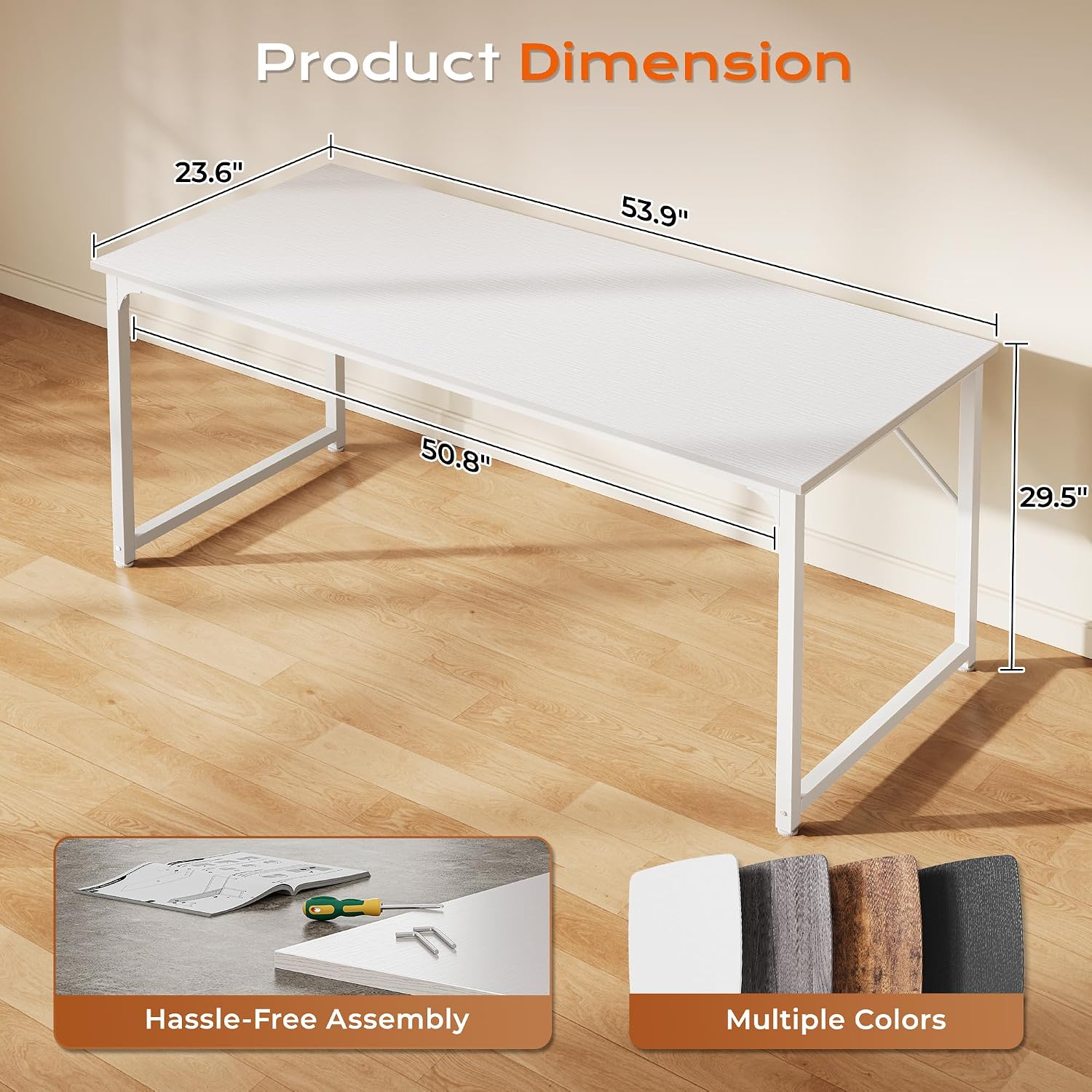 PRAISUN 55 X 24 Inch Computer Desk with Deeper Desktop