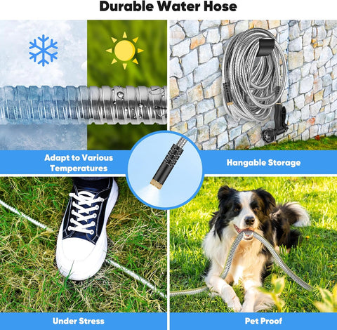 Garden Hose, Water Hose with 10 Function Nozzles, No Kinks, Flexible Hose, Lightweight, Puncture Proof Hose for Yard and Outdoor（54FT）