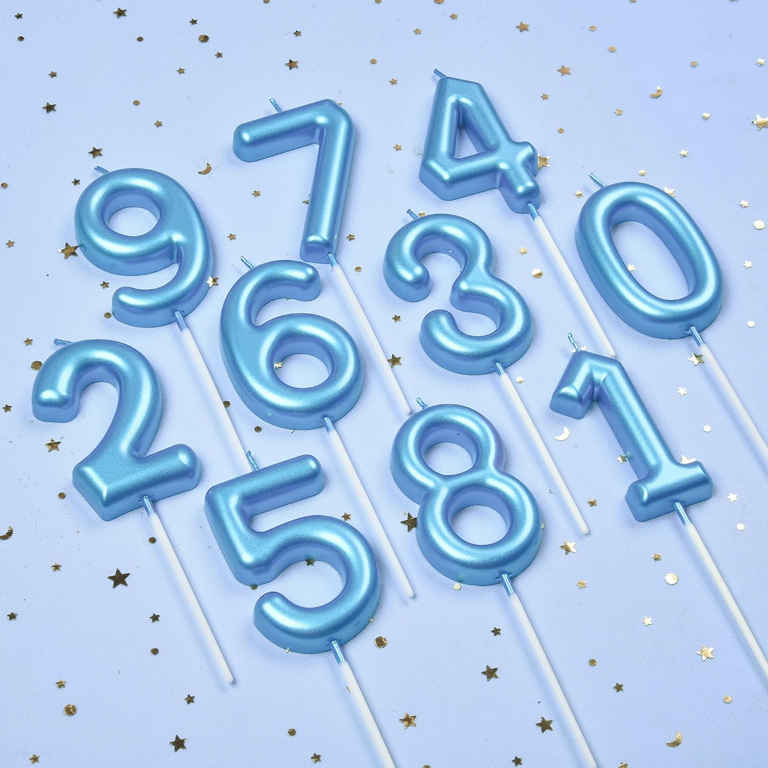 PHD CAKE 2.76 inch Classical Blue 4 Number Birthday Candles, Blue Number Candles, Cake Number Candles, Party Celebration