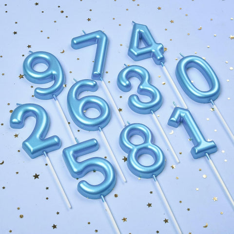 PHD CAKE 2.76 inch Classical Blue 4 Number Birthday Candles, Blue Number Candles, Cake Number Candles, Party Celebration