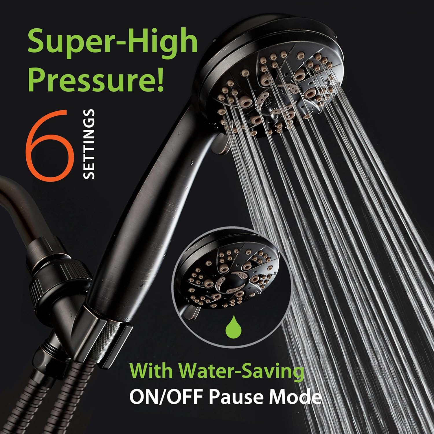 AquaDance High Pressure Luxury 6-mode Spiral Ergonomic Handheld Shower Head