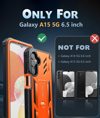 FNTCASE Phone Case for Samsung Galaxy A15 5G with Kickstand Orange