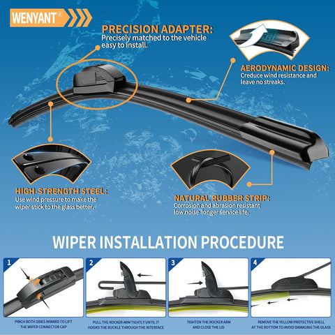 24"/16"/12" Windshield Wipers Compatible with Saturn Vue 2008-2010 Chevrolet Captiva Sport 2012-2015 Front and Rear Wiper Blades for My Car Original Equipment Automotive Replacement (Set of 3)