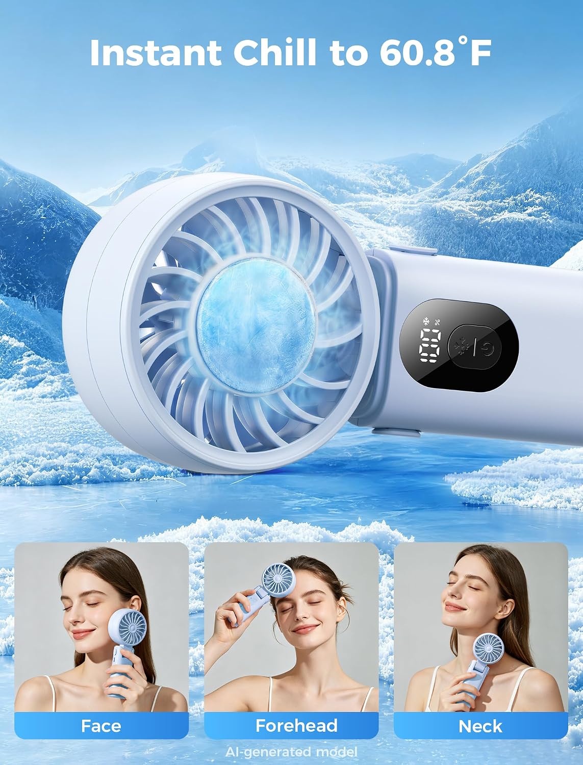 Aecooly Mighty Portable Handheld Fan with Cooling Plate | 20H Max Cooling