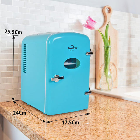 Koolatron Retro Mini Fridge 4 Liter Green Portable Refrigerator for Bedroom Office Dorm Skincare Table Top Beverage Cooler Travel Bottle Warmer Kimchi Fridge Car Outdoor Patio 6 Can Capacity