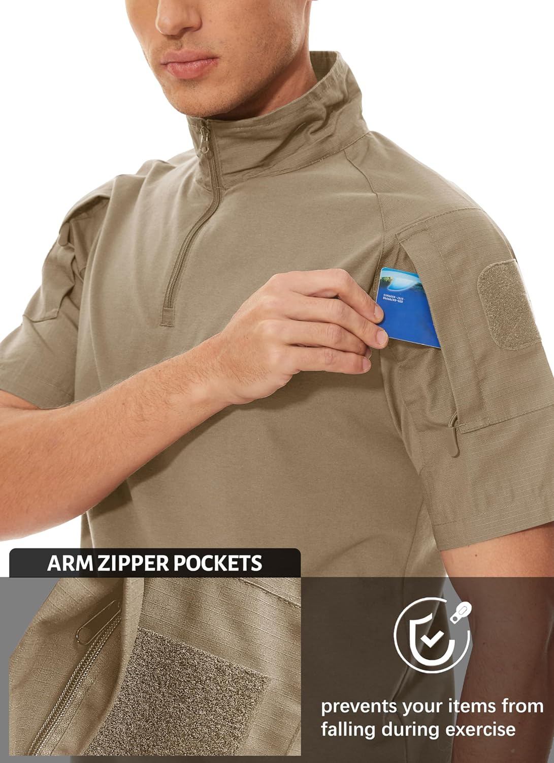 MAGCOMSEN Men's Tactical Military Shirts 1/4 Zip Short Sleeve Slim Fit