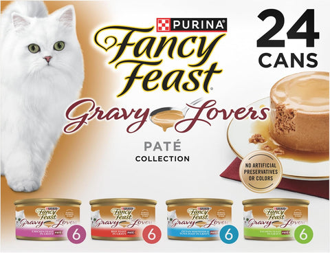 Purina Fancy Feast Gravy Lovers Wet Cat Food Variety Pack, 4.5 lb, 24 Pack