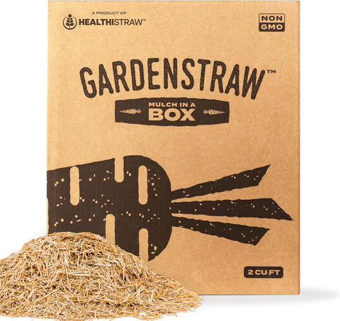 HealthiStraw GardenStraw Mulch Box, 2 cu ft (10 lb) – All-Natural, Sustainable Wheat Straw for Gardens, Lawn Seeding – Water-Conserving – Cleaned, Zero Plastic Package