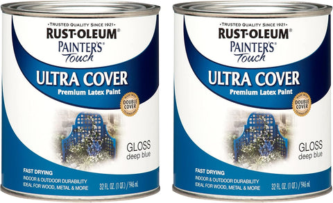 Rust-Oleum 1922730-6PK Painter's Touch Latex Paint, Half Pint, Gloss Navy Blue, 1.33 Fl Oz (Pack of 6)