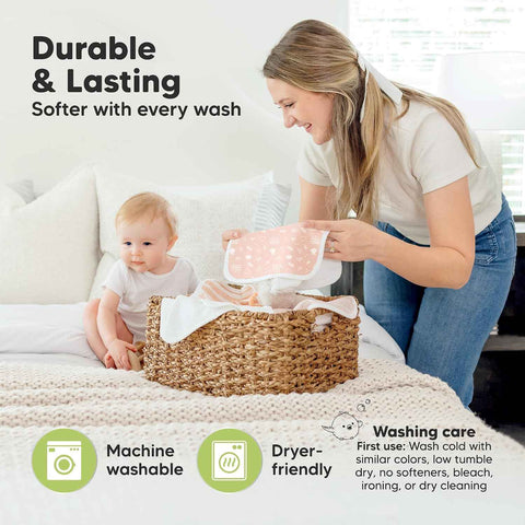 6-Pack Cotton Baby Washcloths for Newborn, Organic Cotton Muslin (Fleur)