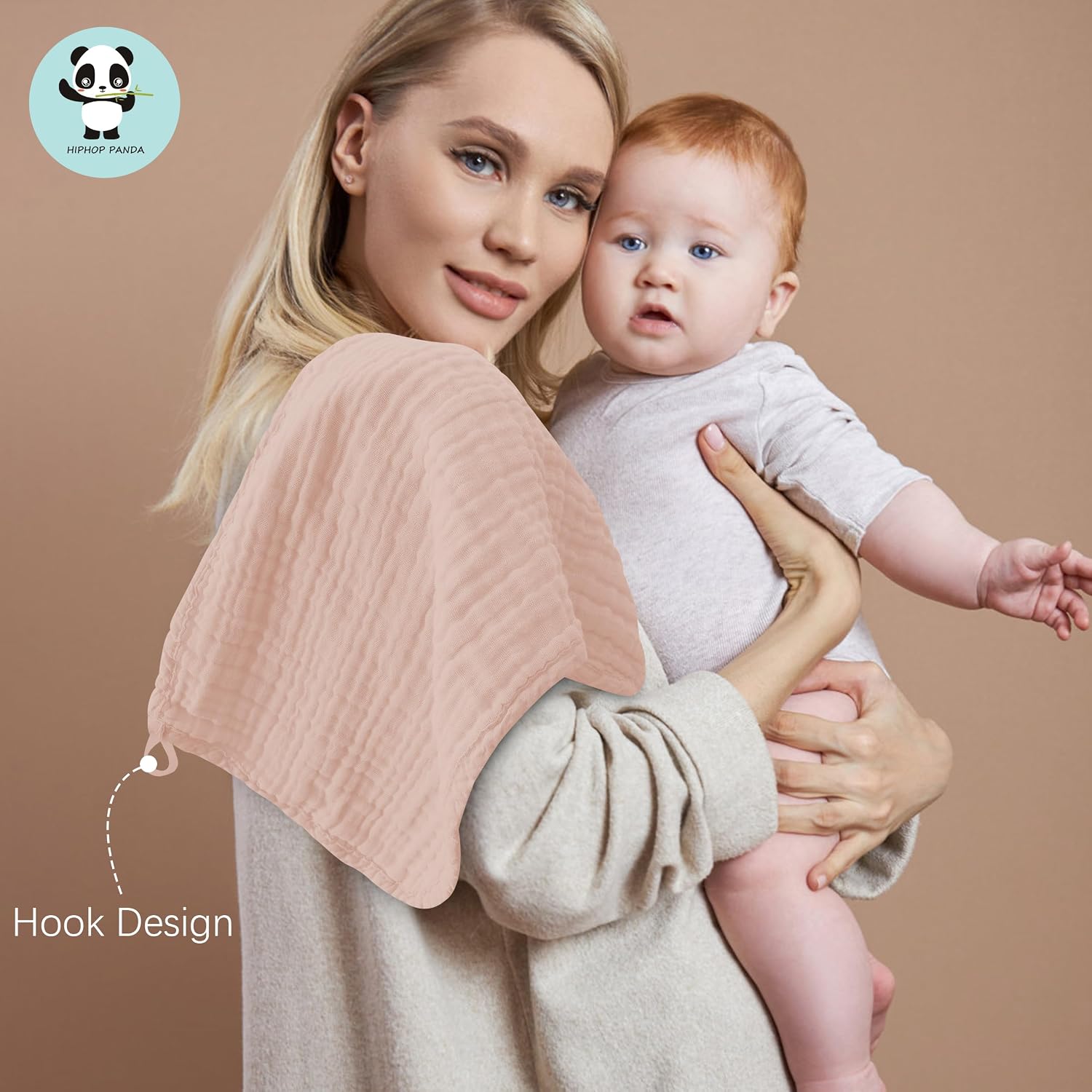 HIPHOP PANDA 100% Cotton Muslin Baby Burp Cloths - Lightweight, Quick-Dry