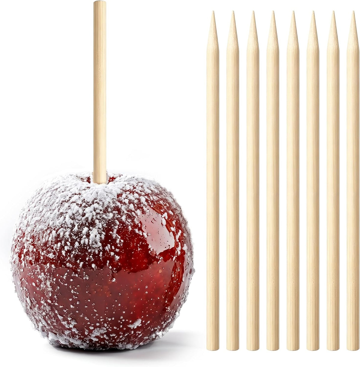 HANSGO 100PCS Candy Apple Sticks, 5 mm 6.25 inch Bamboo Skewers for Caramel Apple Cotton Candy Sticks Lollipop BBQ Corn Dog