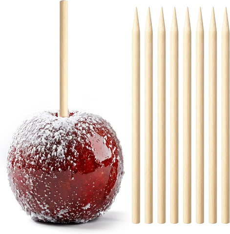 HANSGO 100PCS Candy Apple Sticks, 5 mm 6.25 inch Bamboo Skewers for Caramel Apple Cotton Candy Sticks Lollipop BBQ Corn Dog