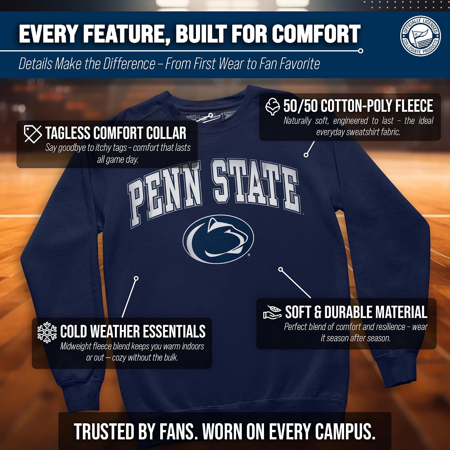 NCAA College Sweatshirt Fleece Crewneck Pullover for Men and Women