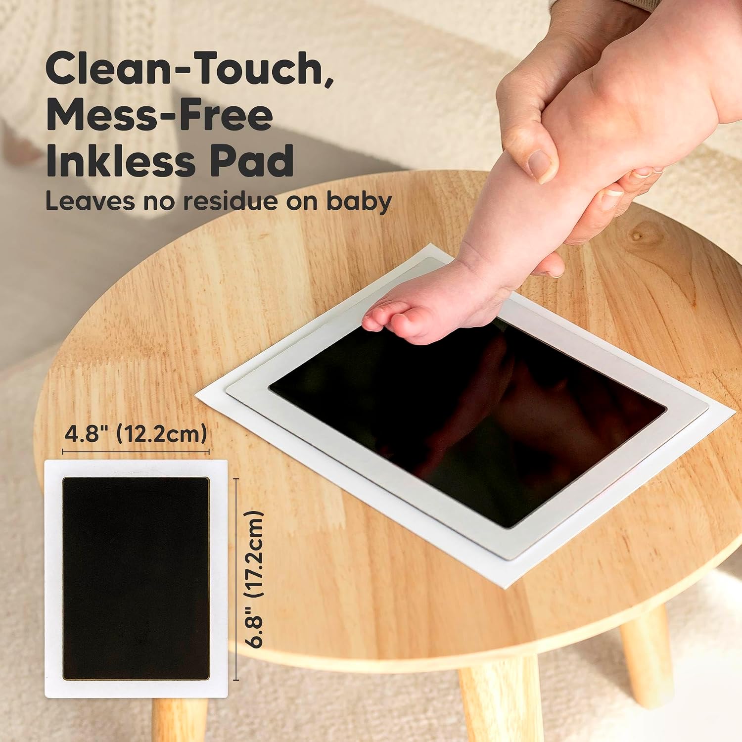 1pk Inkless Baby Hand and Footprint Kit, Mess Free Ink Pad (Jet Black, J)