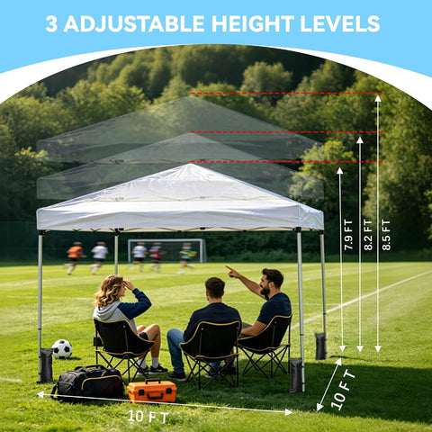 10x10 Pop Up Canopy Tent with 3 Sidewalls & Double Roof Vents