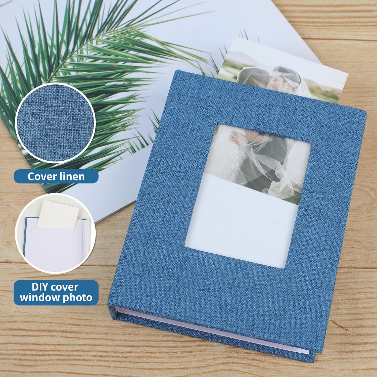 vivinin 2 Pack Photo Album 4x6, Linen Cover Photo Book, Small Photo Album Book for 36 Pockets Hold 72 Pictures, Picture Book for Photos Family Anniversaries Baby Vacations（blue）