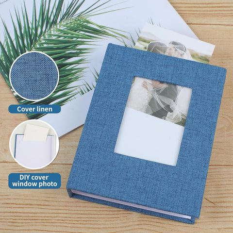 vivinin 2 Pack Photo Album 4x6, Linen Cover Photo Book, Small Photo Album Book for 36 Pockets Hold 72 Pictures, Picture Book for Photos Family Anniversaries Baby Vacations（blue）