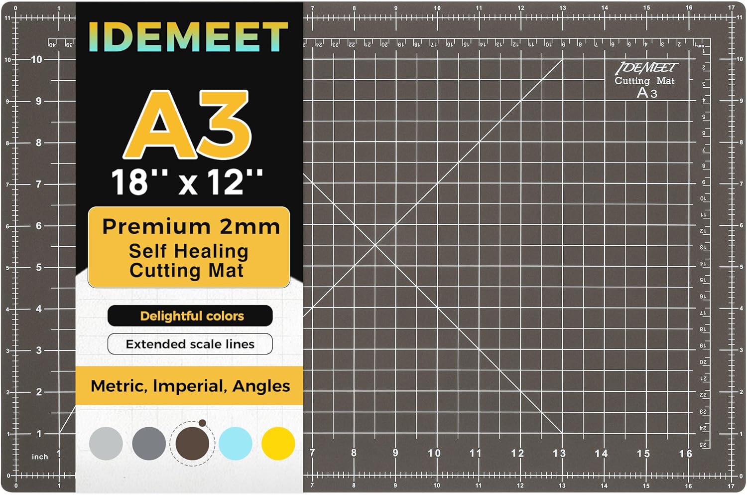 Self Healing Cutting Mat 18" x 12", A3 Double-Sided for Sewing & Quilting
