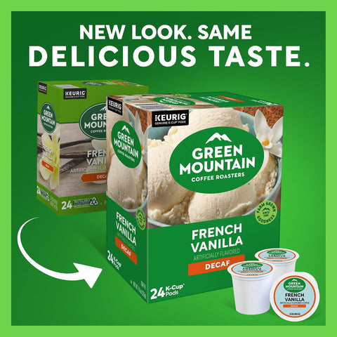 Green Mountain Coffee Roasters French Vanilla Decaf, Single-Serve Keurig K-Cup Pods, Flavored Light Roast Coffee Pods, 96 Count