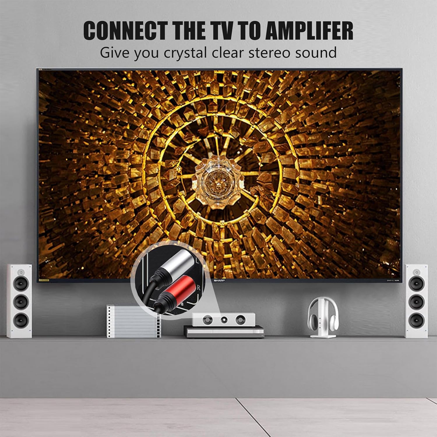 Tan QY 2RCA to 2RCA Audio Cable 10Ft-Gold Plated OFC for HDTV & Gaming