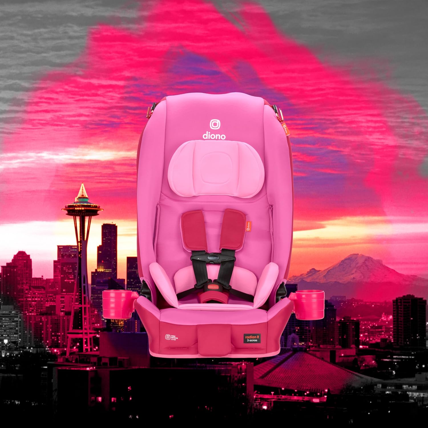 Diono Radian 3R, All-in-One Convertible Car Seat, Rear and Forward Facing, 10 Years 1 Car Seat, Slim Fit 3 Across, Pink Cotton Candy