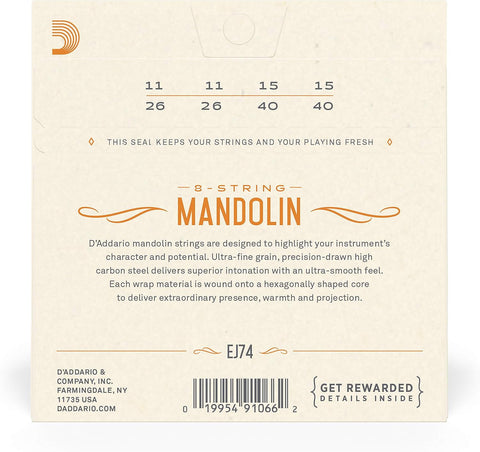 D'Addario Phosphor Bronze Mandolin Strings EJ74, 11-40