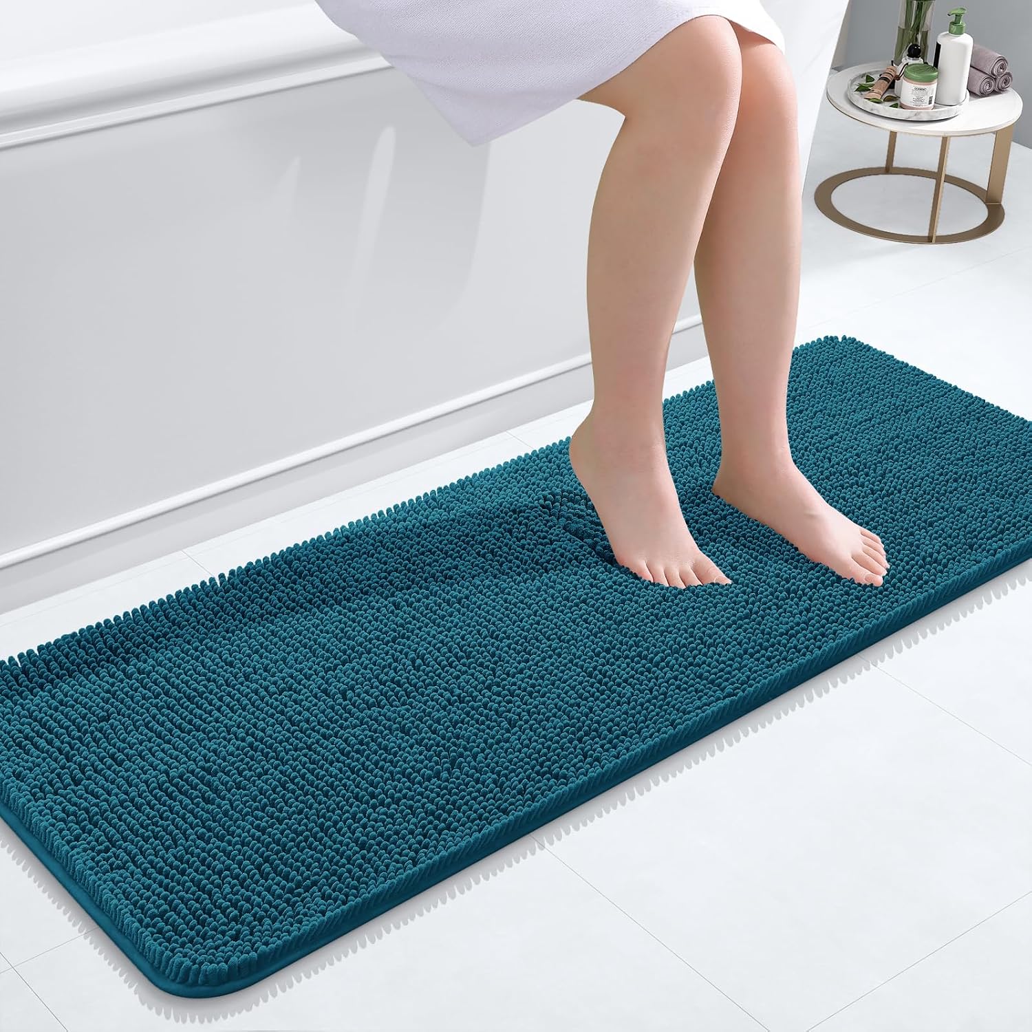 OLANLY Bathroom Runner Rugs 47x17, Extra Soft Absorbent Chenille Bath Rugs