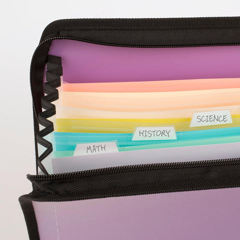 Five Star Expanding File Organizer + Study App, 7-Pocket Accordian File Organizer, Zipper Closure, Holds 8-1/2" x 11" Paper, Amethyst Purple (350099G-ECM)