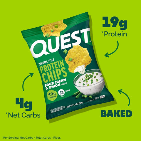 Quest Nutrition Sour Cream & Onion Protein Chips, 19g Protein, 4 Count