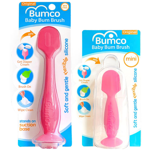 Bumco Baby Bum Brush + Travel Diaper Cream Spatula Set With Case (Pink)