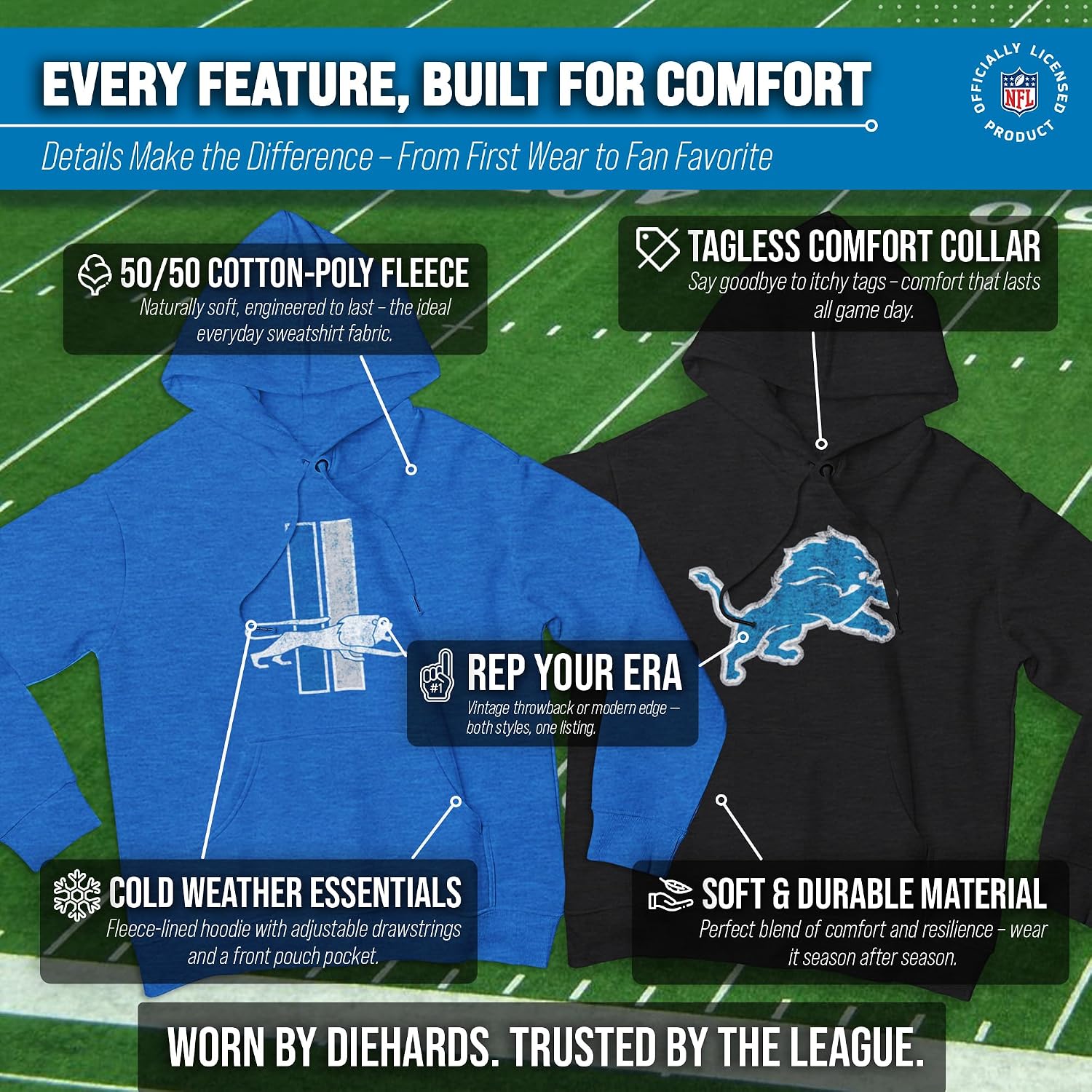 NFL Modern Throwback Fleece Hoodie, Officially Licensed Men Women