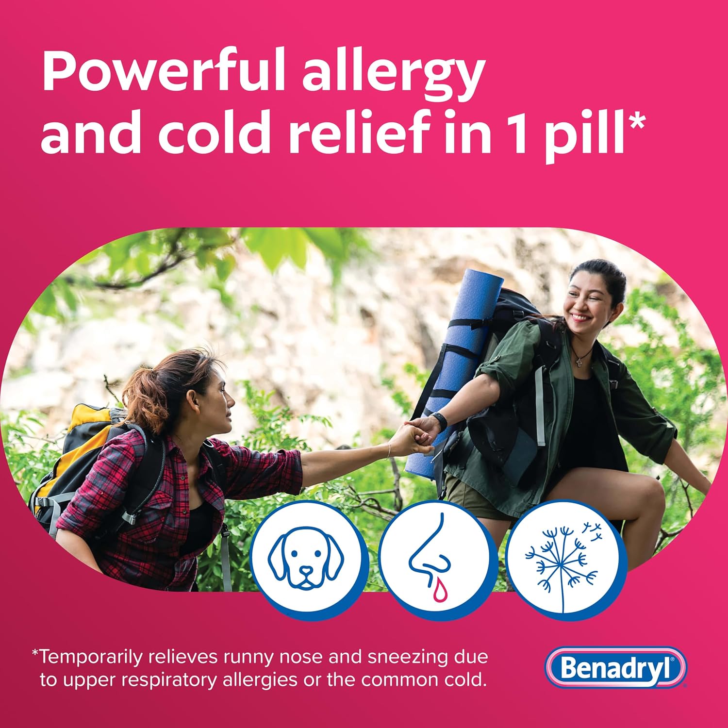 Benadryl Ultratabs Allergy Relief, 25 mg Diphenhydramine HCl, 100 Ct
