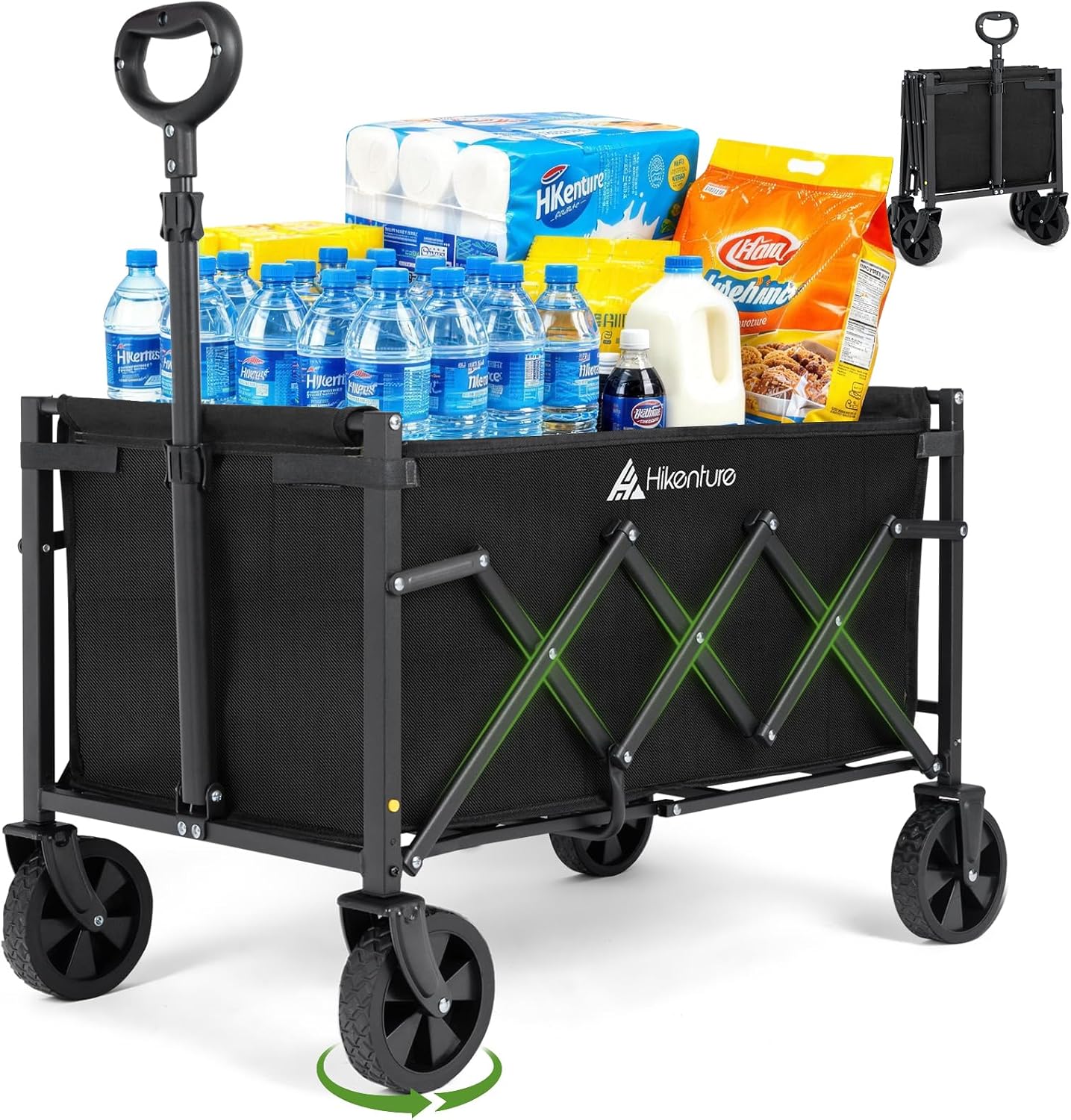 Hikenture Collapsible Wagon Cart with Wheels, 220 lbs Foldable Wagon
