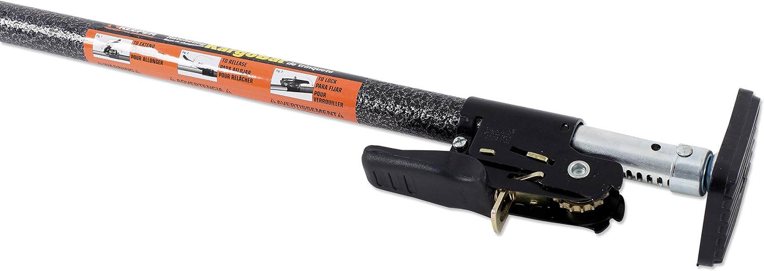 KEEPER Ratcheting Cargo Bar - Rubber, Black/Silver, Adjustable from 40"-70" - Comes with 60” x 24” Storage Net (5060), For Truck