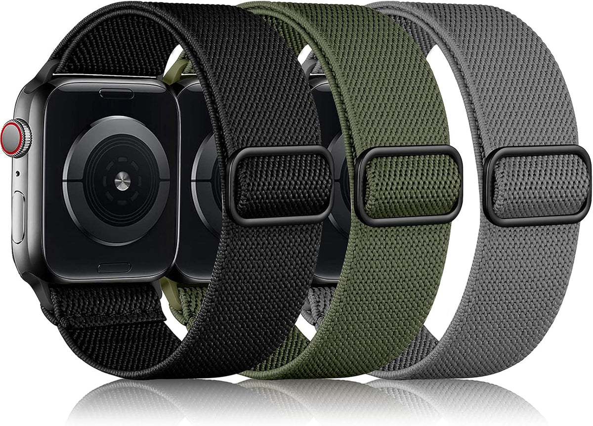 DaQin 3 Pack Stretchy Solo Loop Compatible with Apple Watch Bands Men Women