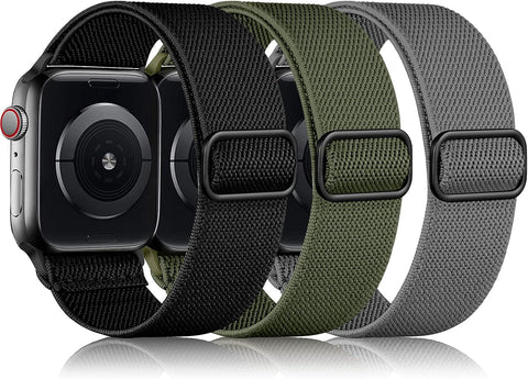DaQin 3 Pack Stretchy Solo Loop Compatible with Apple Watch Bands Men Women