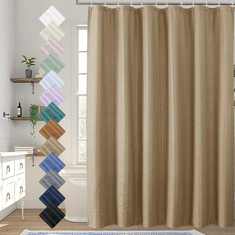 Aiyufeng Taupe Shower Curtain for Bathroom, Embossed Textured Fabric Shower Curtain for Bathroom - Soft Cloth & Hotel Spa, Machine Washable, 72X96, Taupe